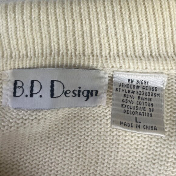 VTN BP Design Christmas Cardigan Sweater Womens Large Cream Embroidered - Picture 8 of 16